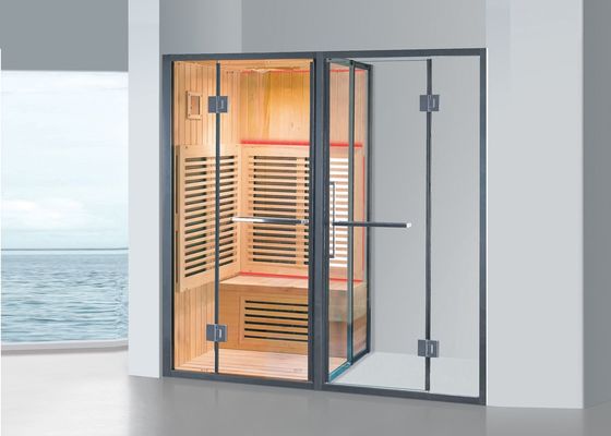 Sala de sauna infravermelha com porta de chuveiro aceita por personalização