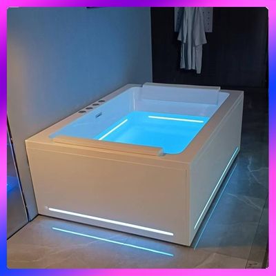 Ladodo E-8042 Banheira retangular acrílica para duas pessoas com jets de massagem de tira LED