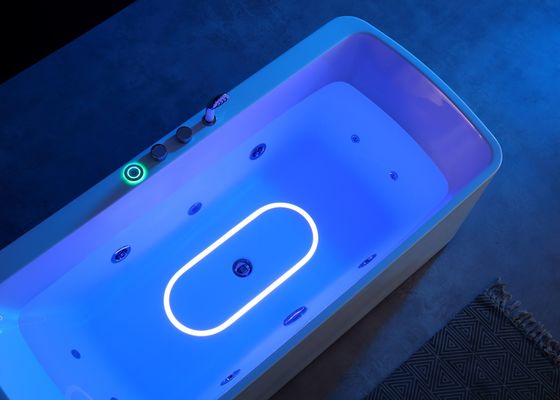 Uma banheira de massagem acrílica LED de luz inferior com bomba de massagem de 1,0 HP