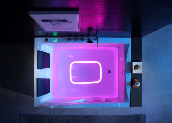 Ladodo Luxury Double Rectangle Banheira com uma peça LED luz inferior