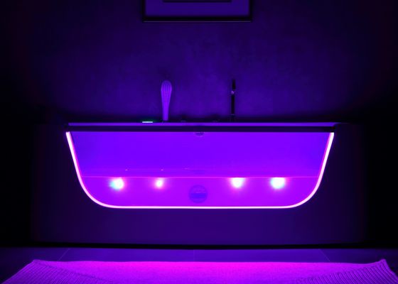 Banheira de massagem de 3 pessoas com porta de vidro LED