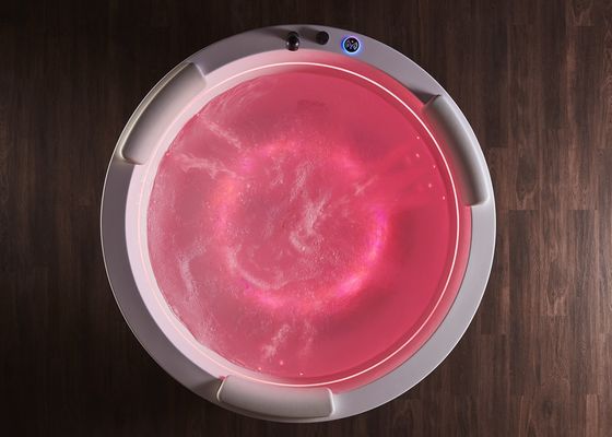 D1600mm Banheira de massagem redonda com 2 faixas LED internas Banheira de bolhas oculta - Adequada para 3 pessoas para espaços pequenos