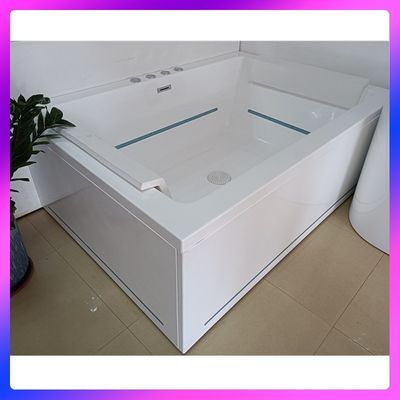 Ladodo E-8042 Banheira retangular acrílica para duas pessoas com jets de massagem de tira LED