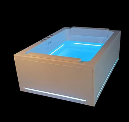 Ladodo E-8042 Banheira retangular acrílica para duas pessoas com jets de massagem de tira LED